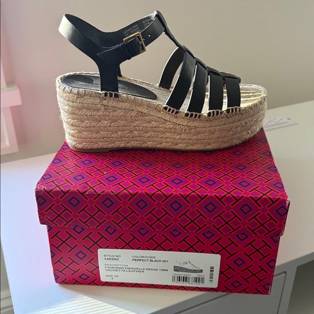 Tory Burch Fisherman Espadrille Wedge Sandals